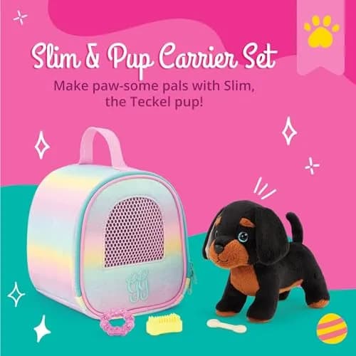 Glitter Girls Slim & Pup Carrier Set with Teckel Puppy Plush Toy 17.78cm (7 inch) | ASTM-Tested Toy for Kids 3+ Years thumbnail 2