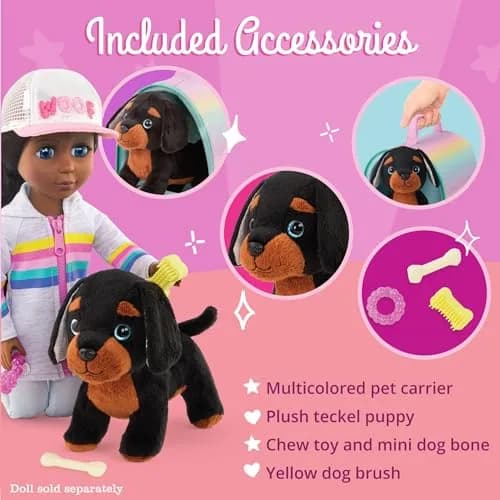 Glitter Girls Slim & Pup Carrier Set with Teckel Puppy Plush Toy 17.78cm (7 inch) | ASTM-Tested Toy for Kids 3+ Years thumbnail 3