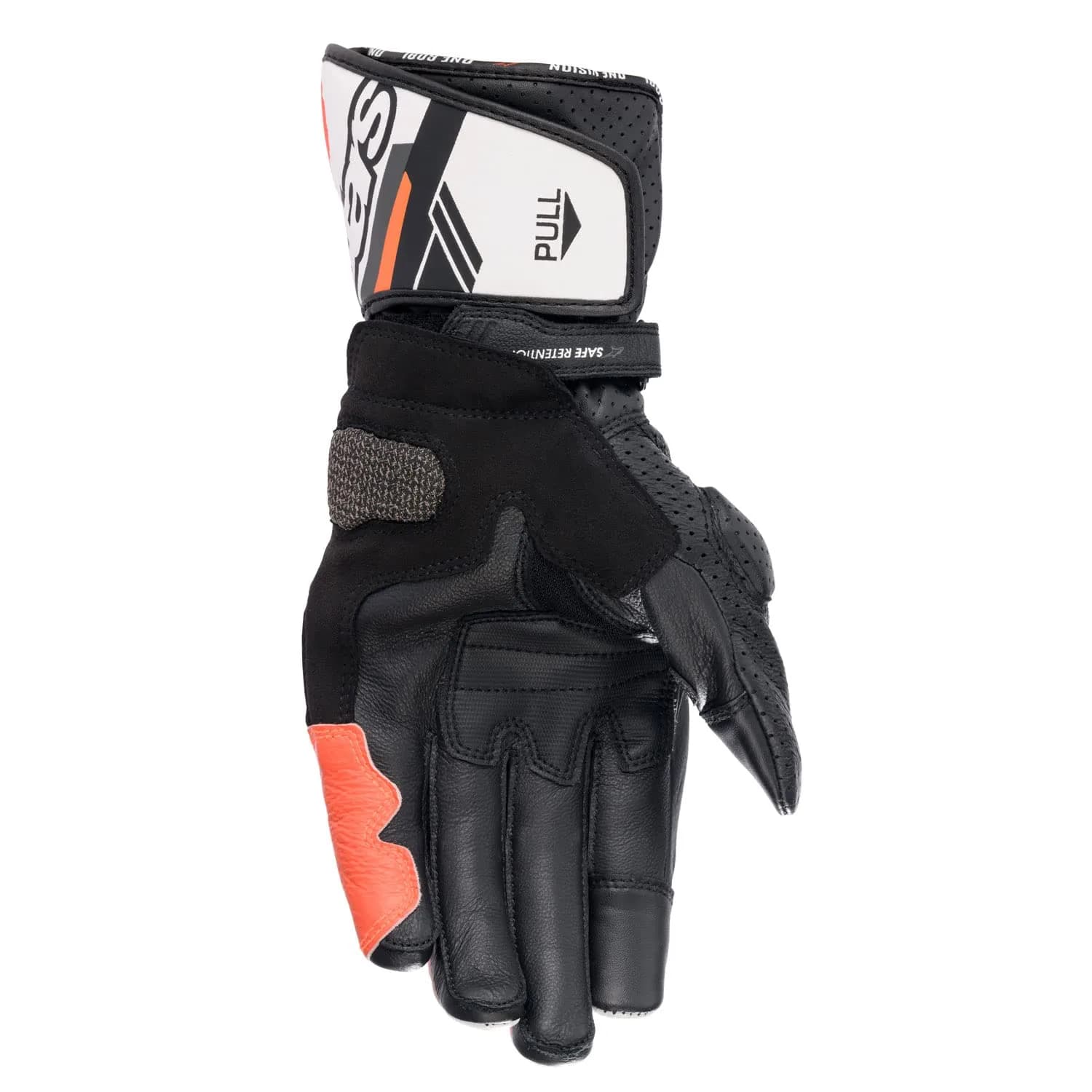 Alpinestars SP-8 V3 Full Gauntlet Leather Motorcycle Gloves (Medium, Black/White/Red Fluo) | CE-Certified Knuckle Protection - view 2