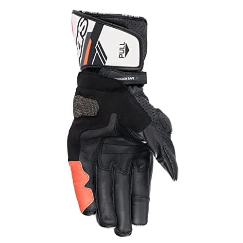 Alpinestars SP-8 V3 Full Gauntlet Leather Motorcycle Gloves (Medium, Black/White/Red Fluo) | CE-Certified Knuckle Protection thumbnail 2