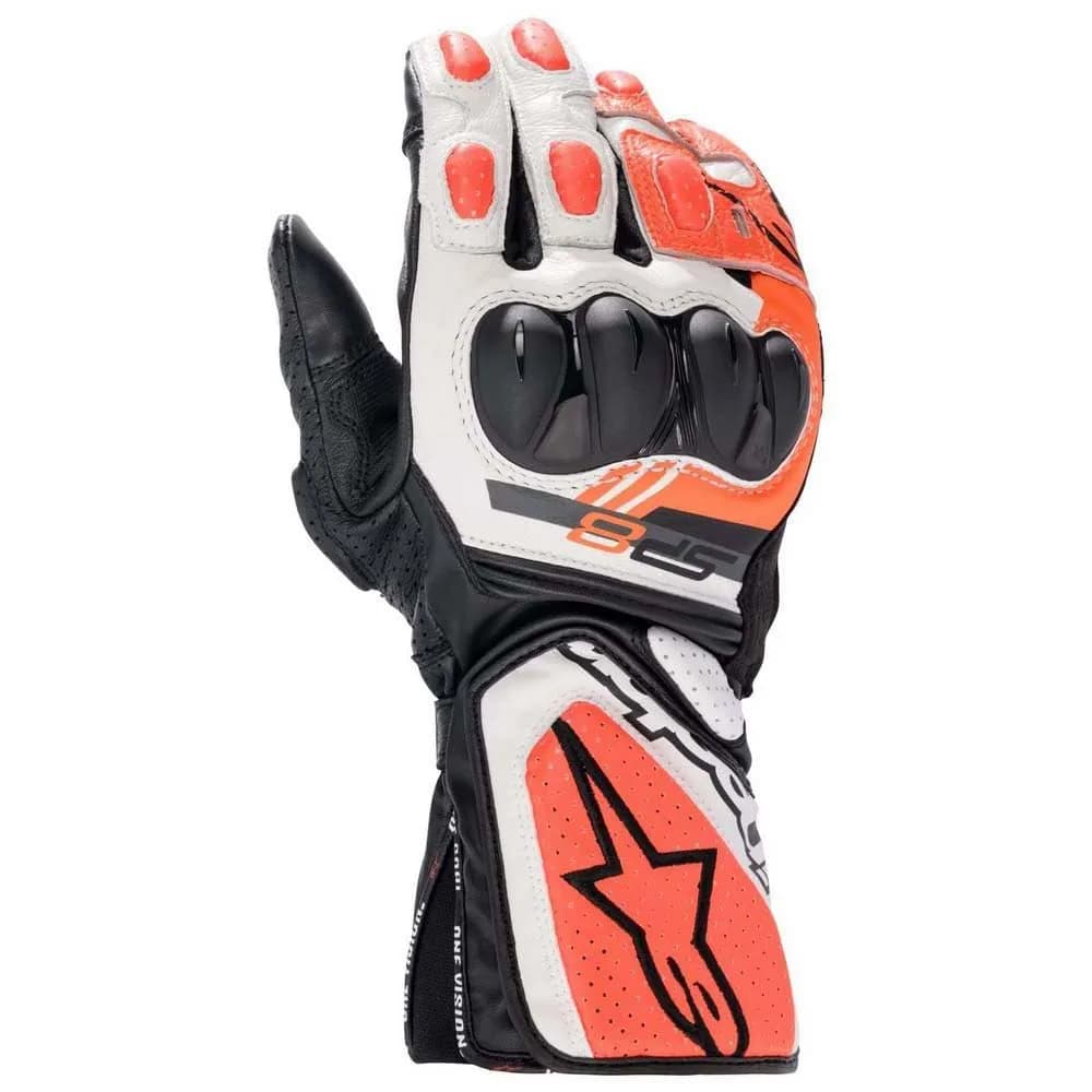 Alpinestars SP-8 V3 XX-Large Black/White/Red Fluo Full Gauntlet Leather Gloves - main product image