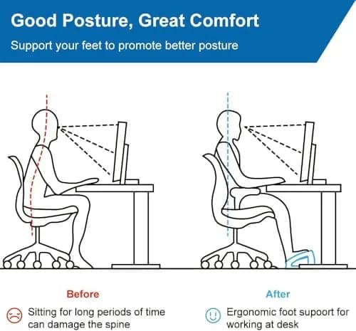 StrongTek Wooden Under Desk Footrest 4 Heights 400 lb Anti-Slip Black | Ergonomic Support thumbnail 3