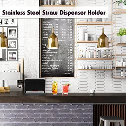 Creproly Stainless Steel Straw Dispenser Holder, Black | Adjustable Aperture for Home & Bar Use (24.1 cm Height) thumbnail 5