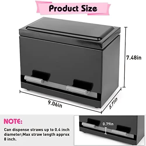 Creproly Stainless Steel Straw Dispenser Holder, Black | Adjustable Aperture for Home & Bar Use (24.1 cm Height) thumbnail 3