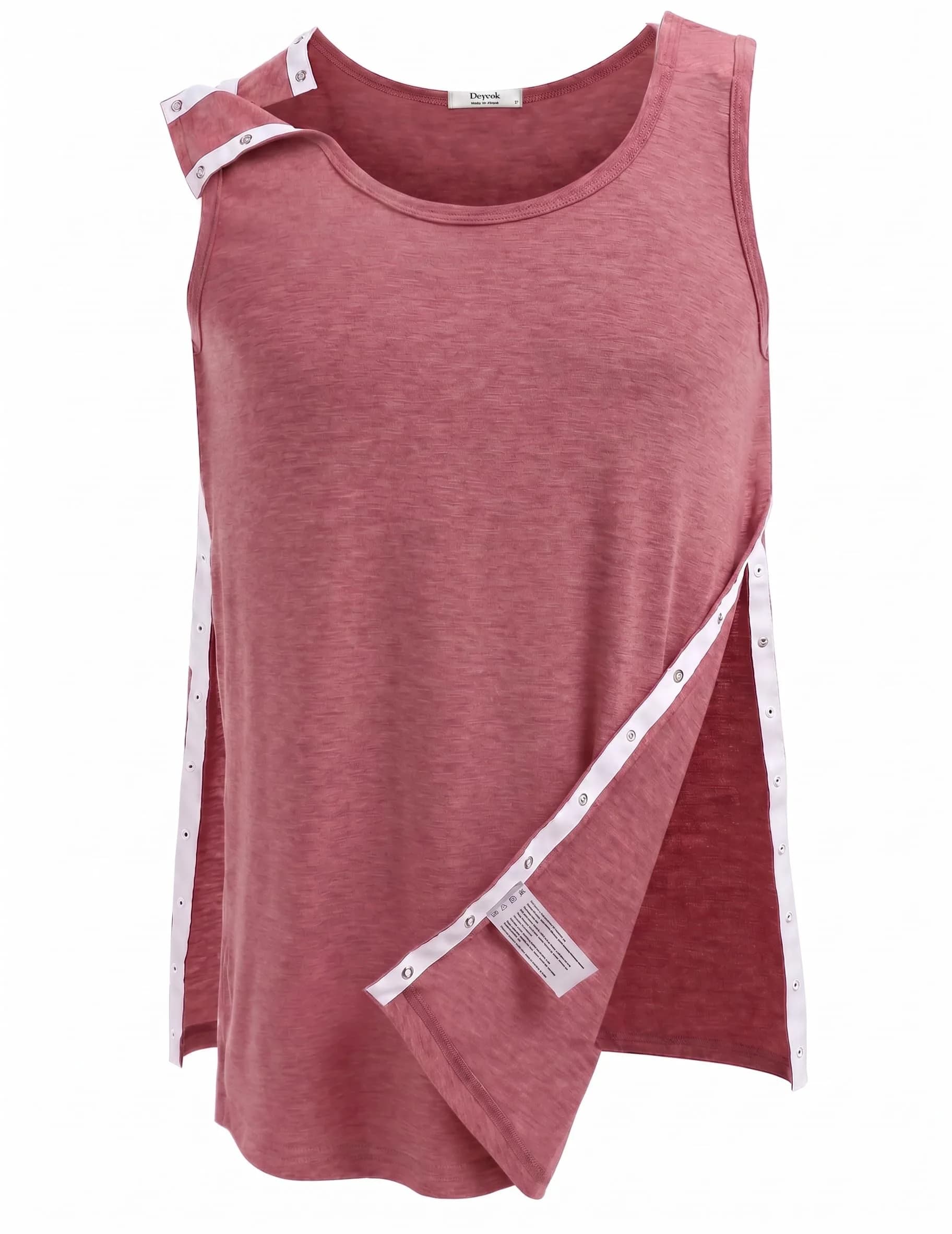 Deyeek Post Shoulder Surgery Shirts for Women & Men | Tearaway Snap Tank Top for Recovery & Comfort — Red