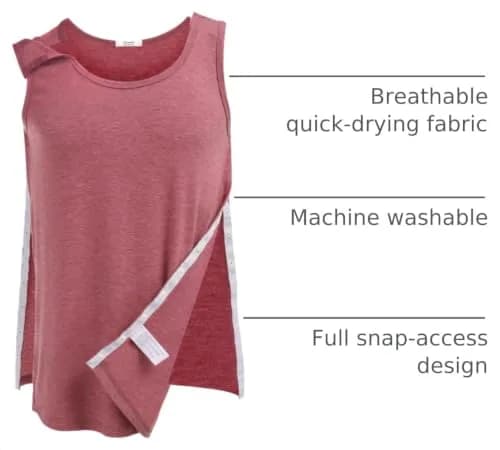 Deyeek Post Shoulder Surgery Shirts for Women & Men | Tearaway Snap Tank Top for Recovery & Comfort thumbnail 4