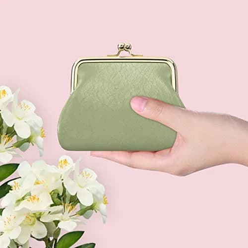 Nipichsha Small PU Leather Coin Purse with Kiss Lock Clasp, 13.5cm (5.3 Inch) | Green thumbnail 2