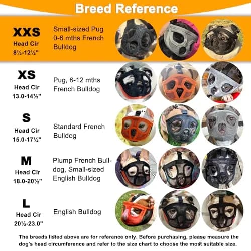 BARKLESS Short Snout Muzzle for French Bulldog, Shih Tzu, XXS (Head 8.5-12.5in / 22-32cm) Orange | Prevents Biting, Chewing, Licking Wounds thumbnail 5