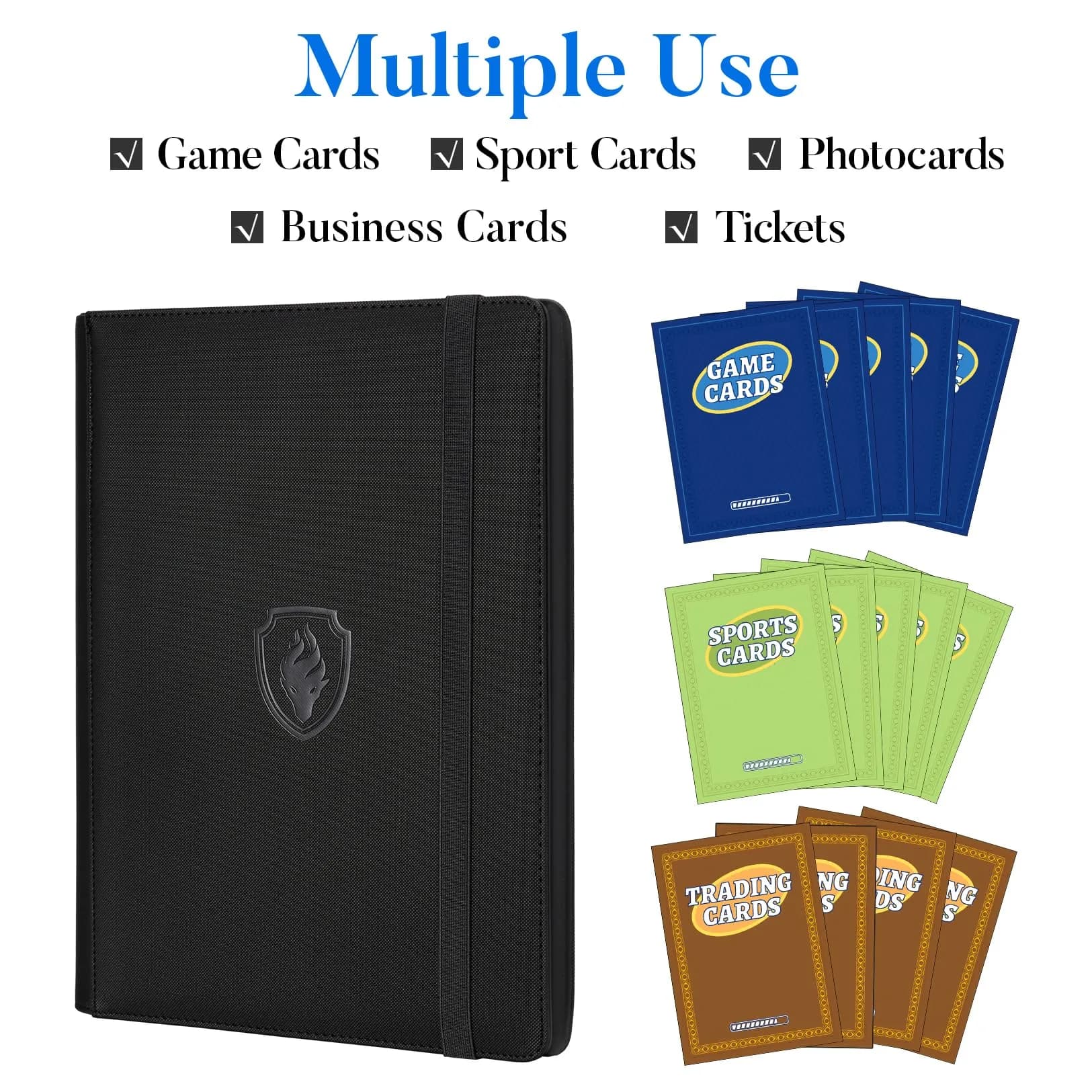 Fabmaker 360 Pocket Card Binder for Trading Cards, Black | Large Capacity Archival Safe Display Album - view 3