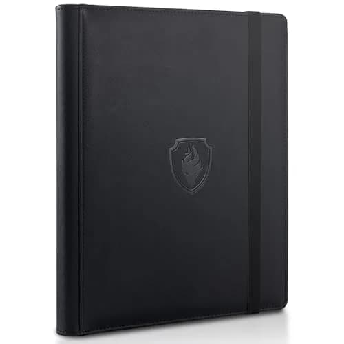 Fabmaker Premium 9 Pocket Card Binder, 540 Card Capacity, Yellow | Archival Safe & Padded Protection — 360 Pocket / Black