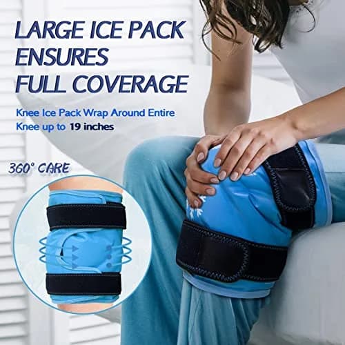KingPavonini XXL Knee Ice Pack Wrap with Straps, 1.2kg Gel, 48x27cm | Reusable Cold Therapy for Knee Injuries & Arthritis thumbnail 2