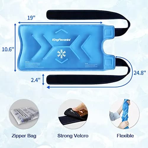 KingPavonini XXL Knee Ice Pack Wrap with Straps, 1.2kg Gel, 48x27cm | Reusable Cold Therapy for Knee Injuries & Arthritis thumbnail 3