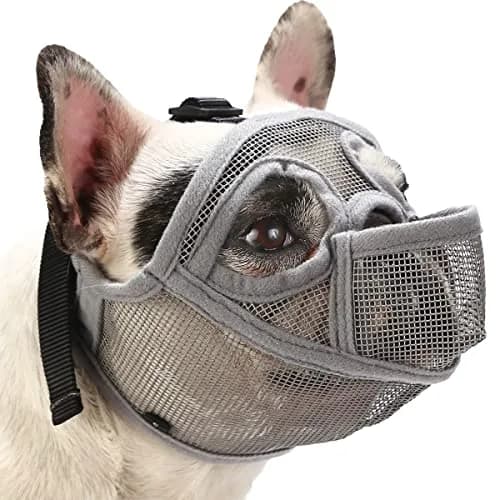 BARKLESS French Bulldog Muzzle, Full Panting Mesh Short Snout | Breathable, Adjustable, for Small Dogs thumbnail 1