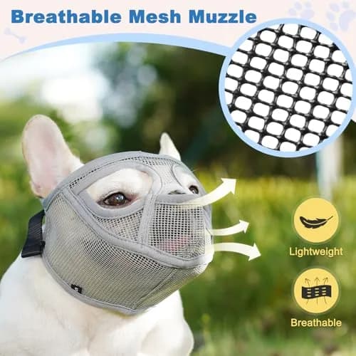 BARKLESS French Bulldog Muzzle, Full Panting Mesh Short Snout | Breathable, Adjustable, for Small Dogs thumbnail 6
