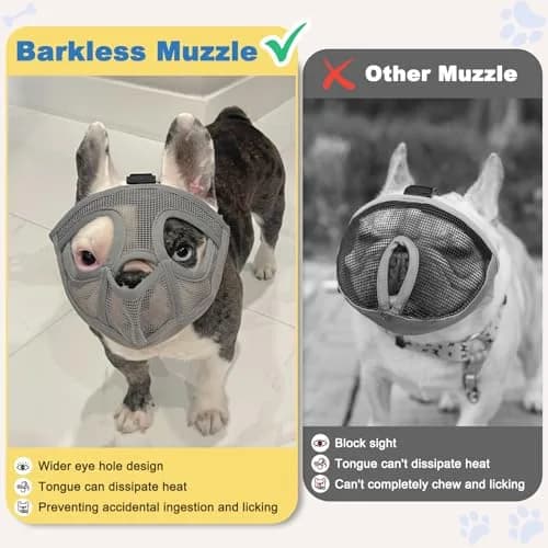 BARKLESS French Bulldog Muzzle, Full Panting Mesh Short Snout | Breathable, Adjustable, for Small Dogs thumbnail 3