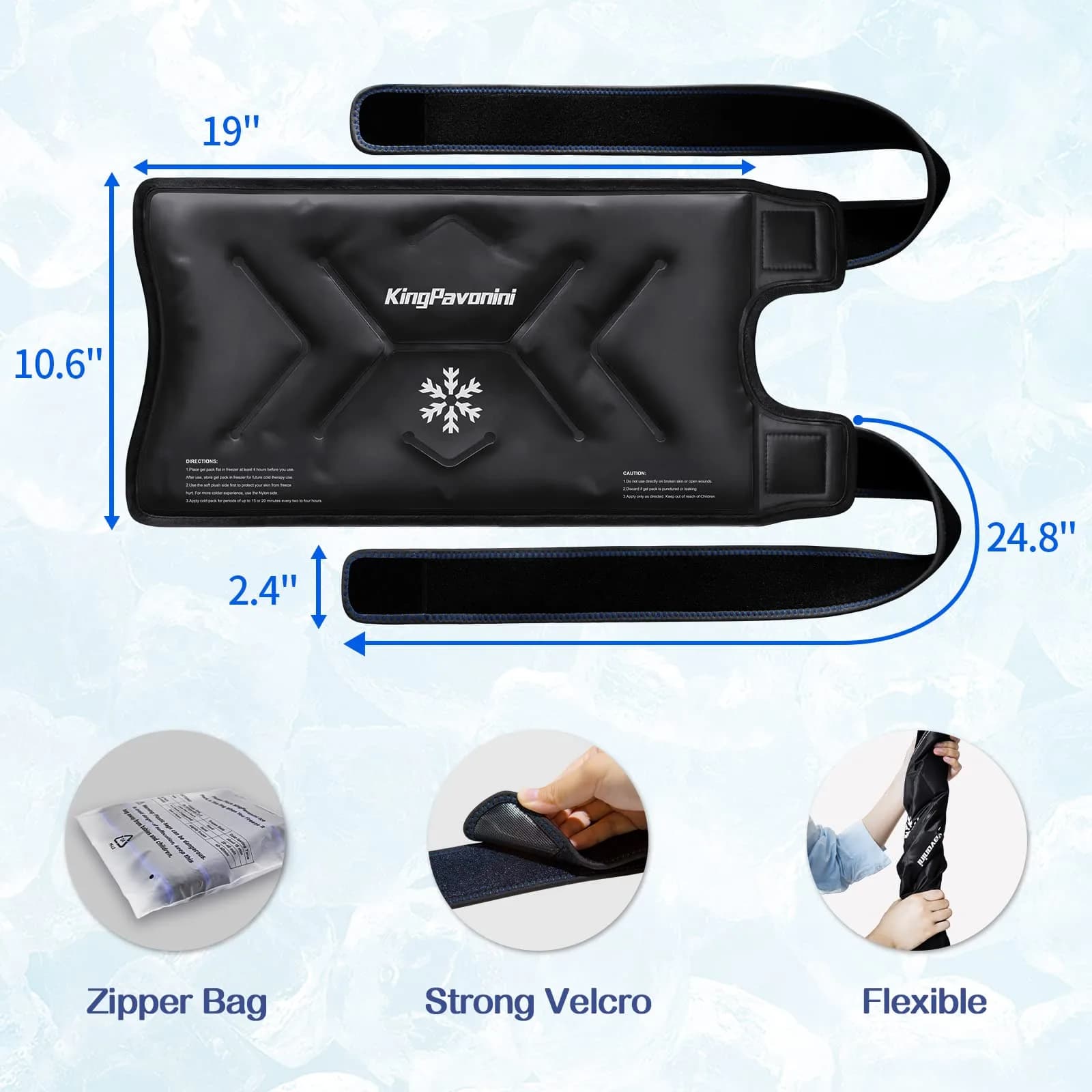 KingPavonini XXL Knee Ice Pack Wrap Around Entire Knee | Large Cold Therapy for Pain Relief & Swelling thumbnail 3