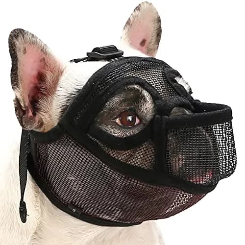 BARKLESS French Bulldog Muzzle XXS (Head 8.5-12.5'') | Breathable Mesh Short Snout Dog Muzzle thumbnail 1