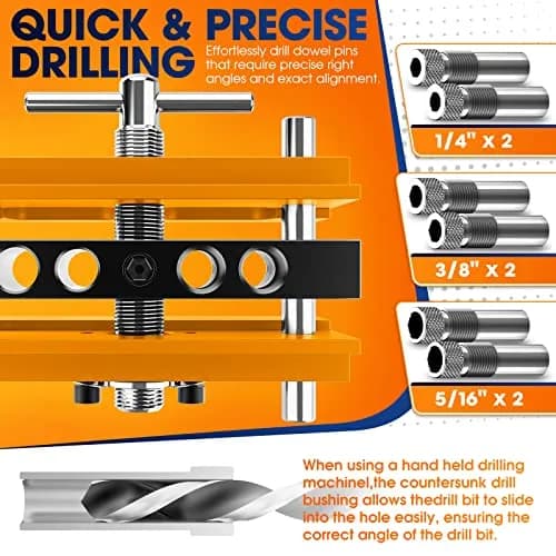 blekoo Self Centering Doweling Jig Kit with 6 Drill Bushings, Adjustable Width Drilling Guide | Aircraft Grade Aluminium Alloy thumbnail 5