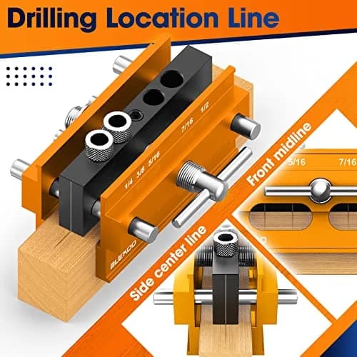blekoo Self Centering Doweling Jig Kit with 6 Drill Bushings, Adjustable Width Drilling Guide | Aircraft Grade Aluminium Alloy thumbnail 2