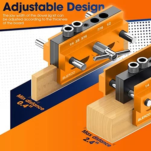 blekoo Self Centering Doweling Jig Kit with 6 Drill Bushings, Adjustable Width Drilling Guide | Aircraft Grade Aluminium Alloy thumbnail 3