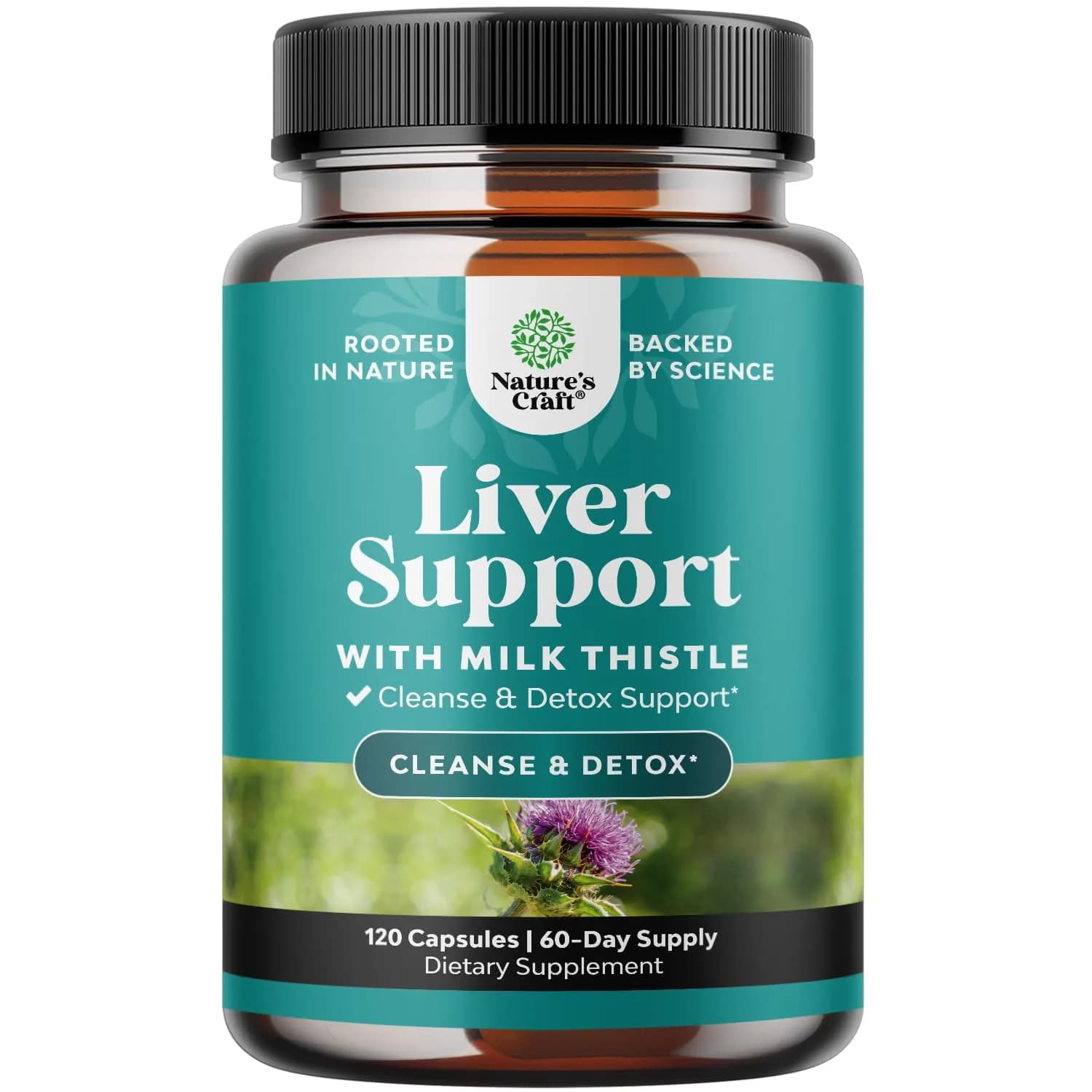 Natures Craft Liver Cleanse Capsules with Milk Thistle, Choline & Dandelion, 120 Count | Herbal Liver Support with Zinc, Beet Root, Artichoke & Chanca Piedra - main product image
