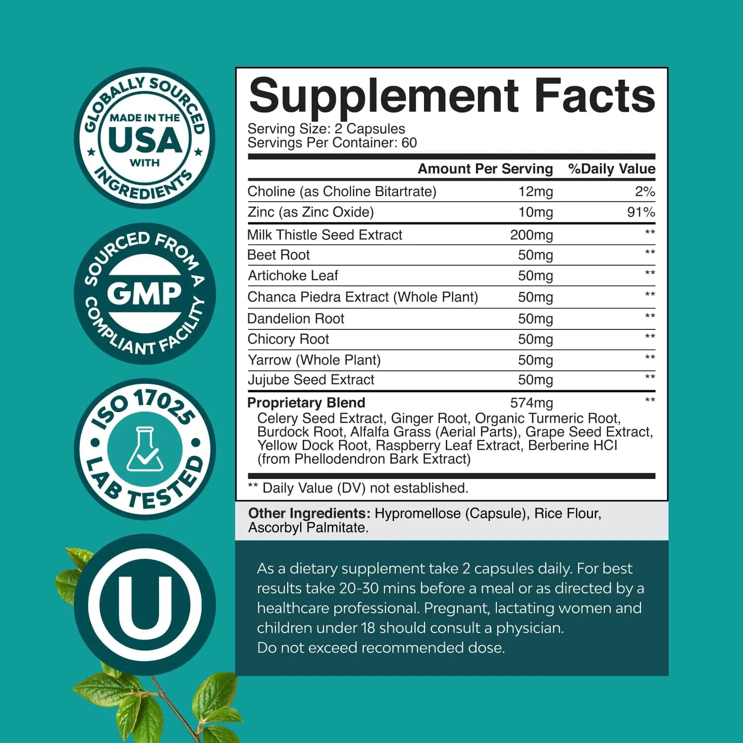 Natures Craft Liver Cleanse Capsules with Milk Thistle, Choline & Dandelion, 120 Count | Herbal Liver Support with Zinc, Beet Root, Artichoke & Chanca Piedra - view 7