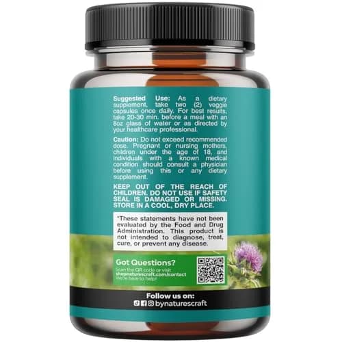 Natures Craft Liver Cleanse Capsules with Milk Thistle, Choline & Dandelion, 120 Count | Herbal Liver Support with Zinc, Beet Root, Artichoke & Chanca Piedra thumbnail 8