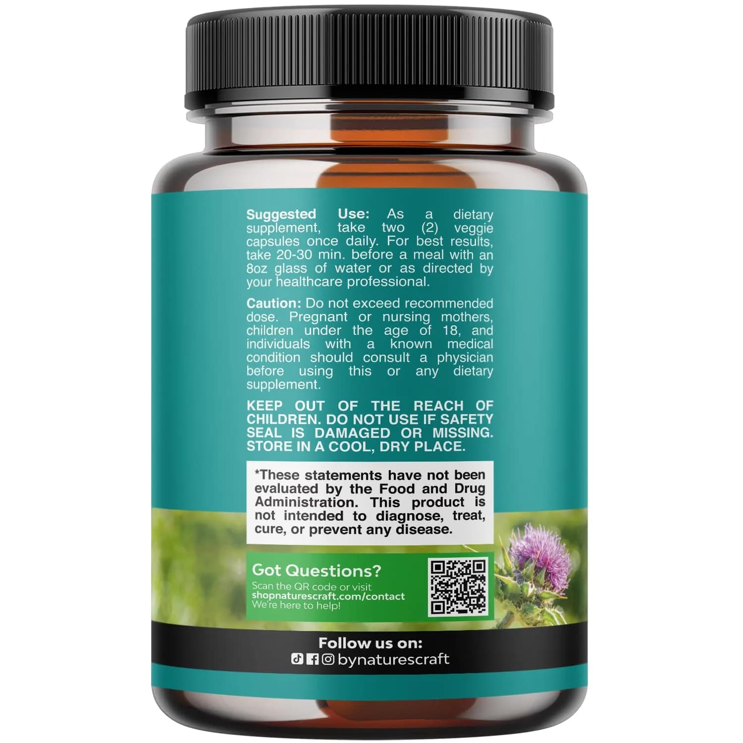 Natures Craft Liver Cleanse Capsules with Milk Thistle, Choline & Dandelion, 120 Count | Herbal Liver Support with Zinc, Beet Root, Artichoke & Chanca Piedra - view 8