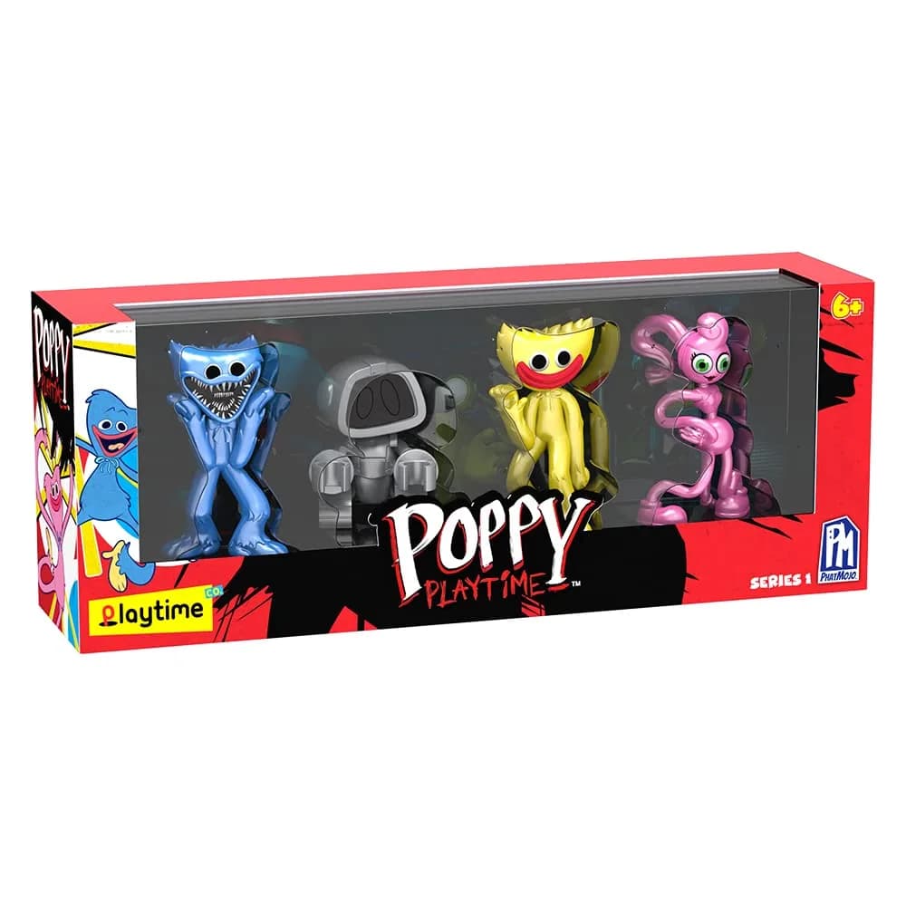 Poppy Playtime Minifigure Collector Set Series 1 (4 Figures, Metallic Finish) | Officially Licensed Video Game Toy — Metallic
