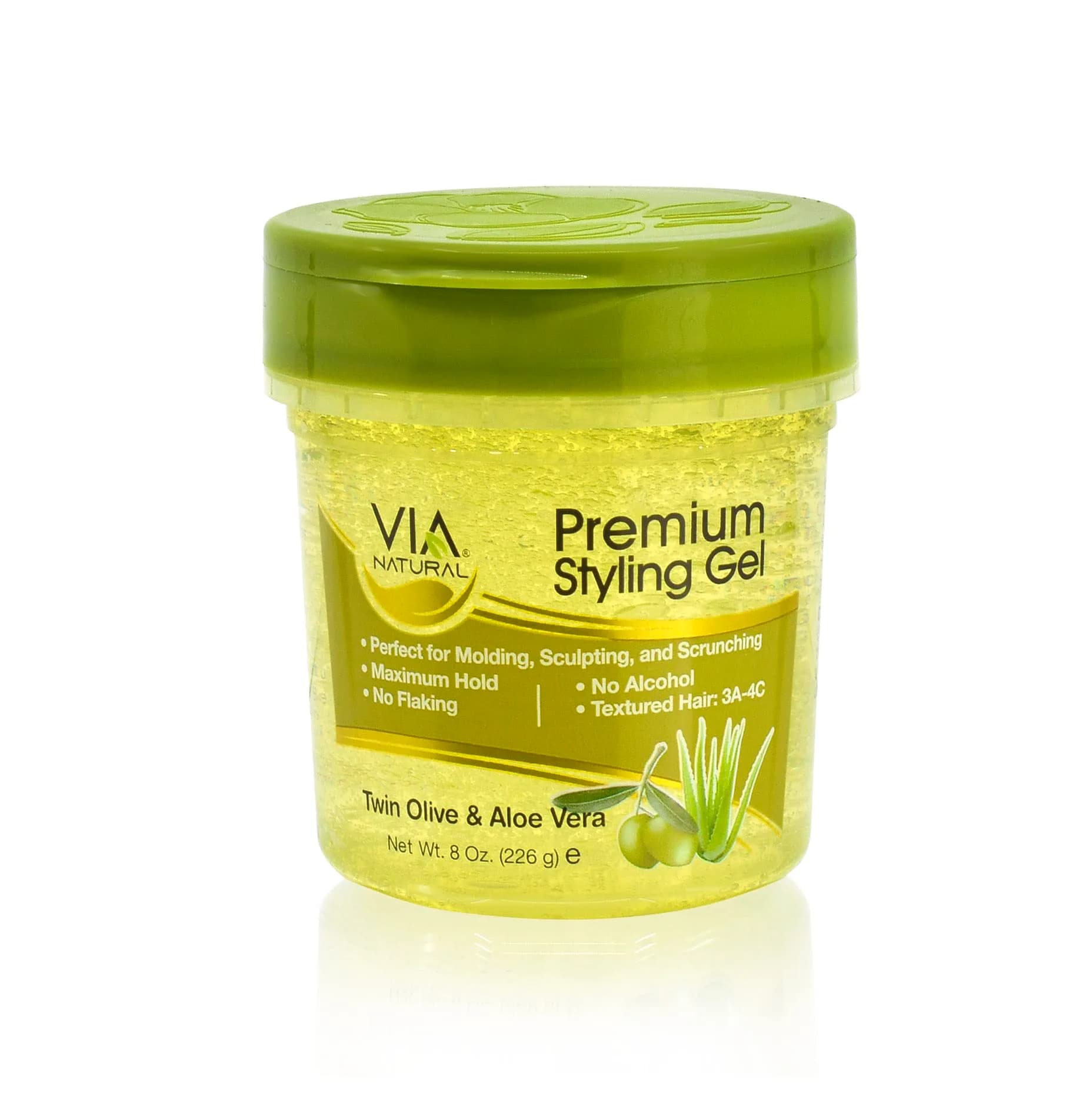 Via Natural Premium GEL 8oz - Olive | Maximum Hold & Shine for Textured Hair (70-120 chars)
