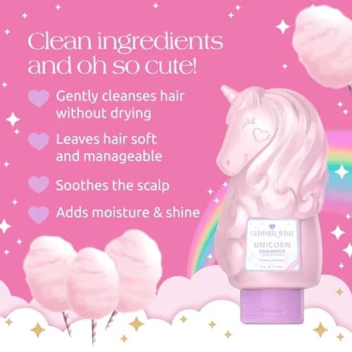 Glimmer Wish Unicorn Kids Shampoo 12 Fl Oz | Paraben & Sulfate Free, Cotton Candy Scent, Gentle & Moisturizing thumbnail 3