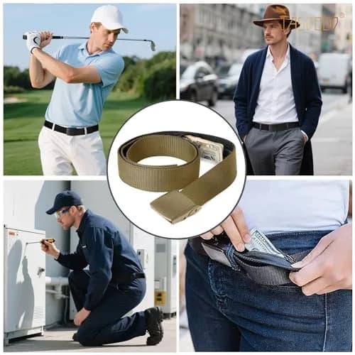 JASGOOD Brown Travel Security Money Belt with Hidden Pocket - Fits Pant Sizes 31-37" | Unisex Nylon thumbnail 4
