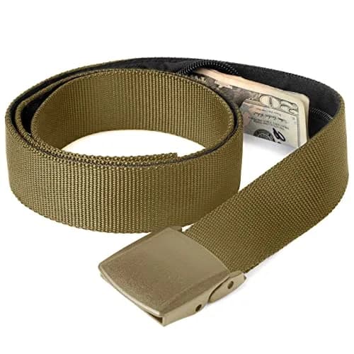 JASGOOD Brown Travel Security Money Belt with Hidden Pocket - Fits Pant Sizes 31-37" | Unisex Nylon thumbnail 1