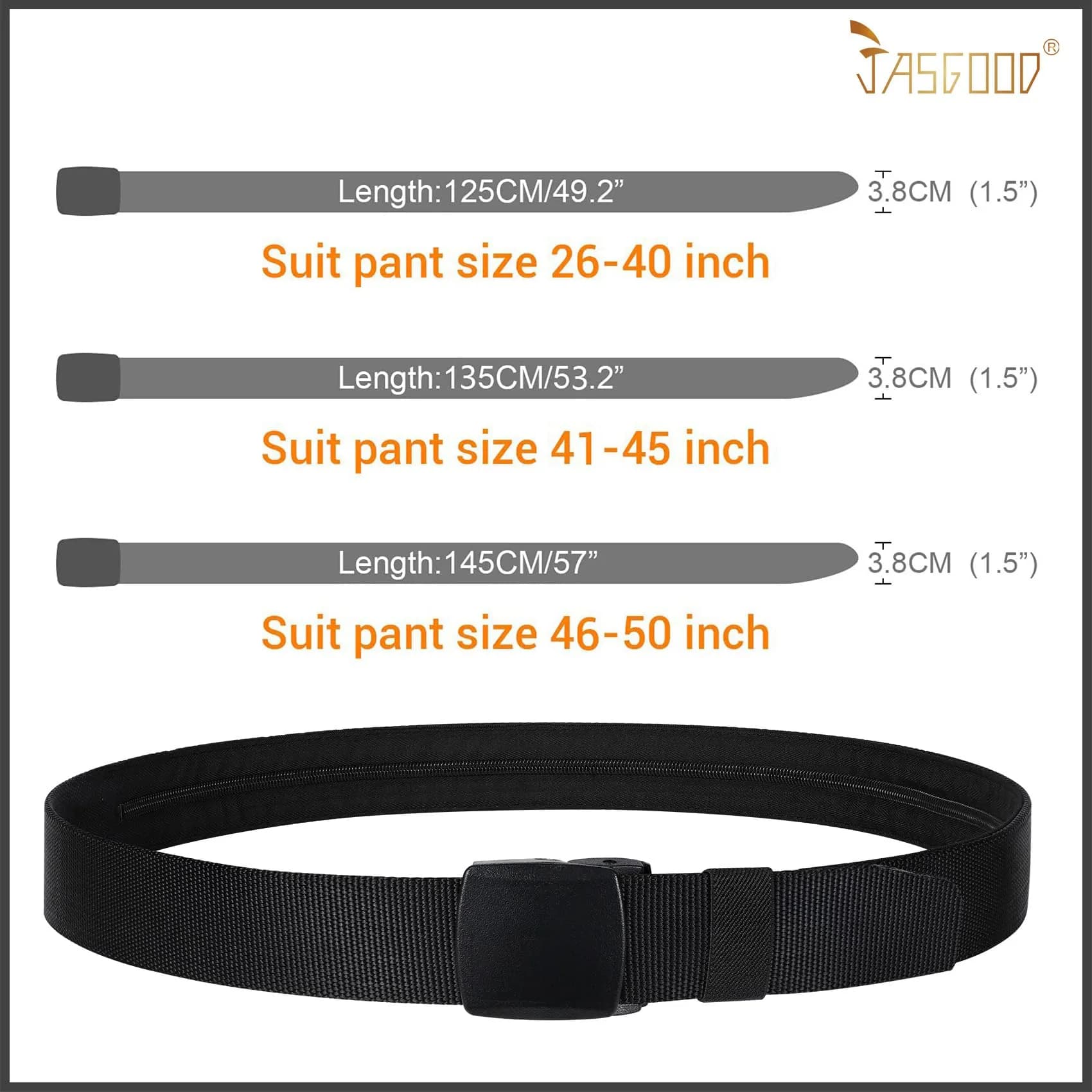 JASGOOD Travel Security Money Belt with Hidden Pocket - Black, 125cm (49.2") | Airport Safe Anti-Theft Wallet - view 5