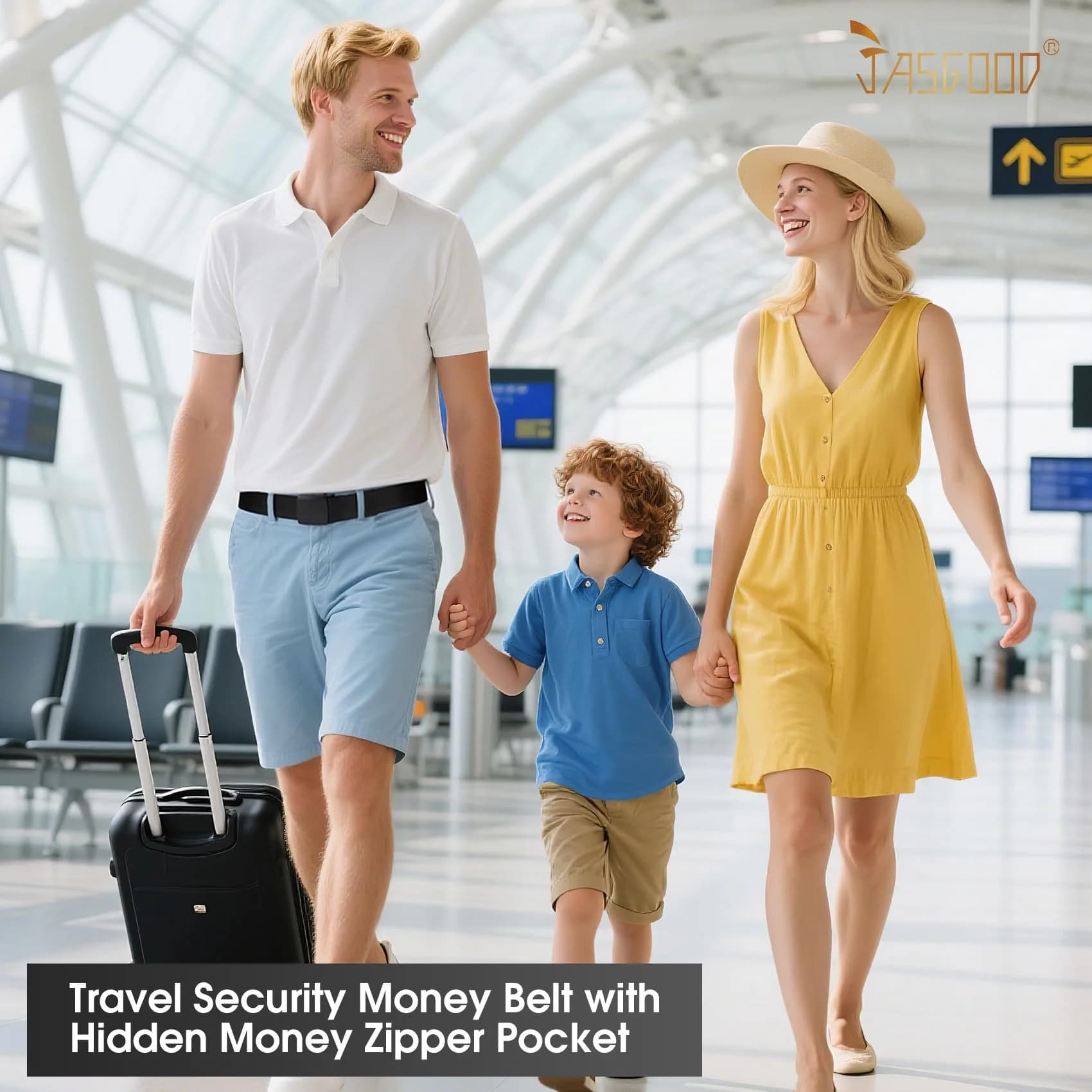 JASGOOD Travel Security Money Belt with Hidden Pocket - Black, 125cm (49.2") | Airport Safe Anti-Theft Wallet - view 7