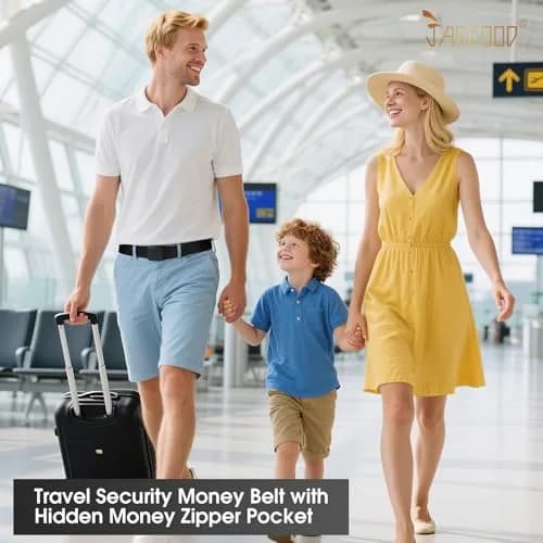 JASGOOD Travel Security Money Belt with Hidden Pocket - Black, 125cm (49.2") | Airport Safe Anti-Theft Wallet thumbnail 7