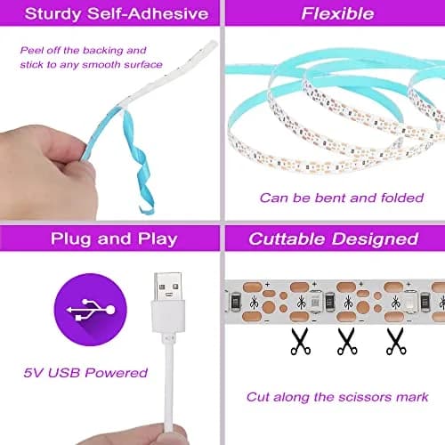 GREENIC USB Black Light Strip 6.6ft | 10W UV LED for Halloween & Party thumbnail 7
