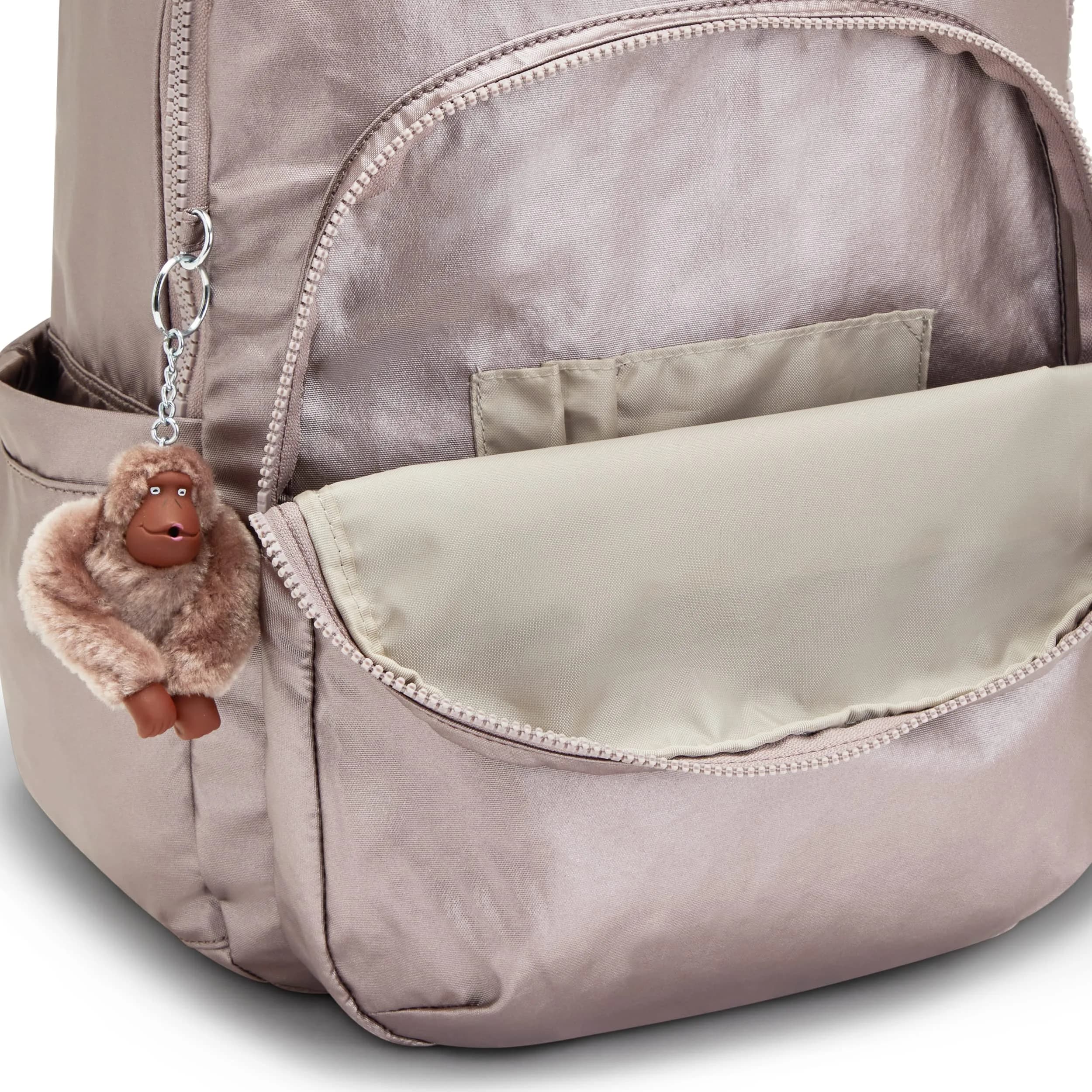 Kipling Seoul 15" Laptop Backpack, Hazelnut Metallic 32.4cm (12.75"L x 17.25"H x 8"D) | Water Resistant Nylon Daypack - view 5