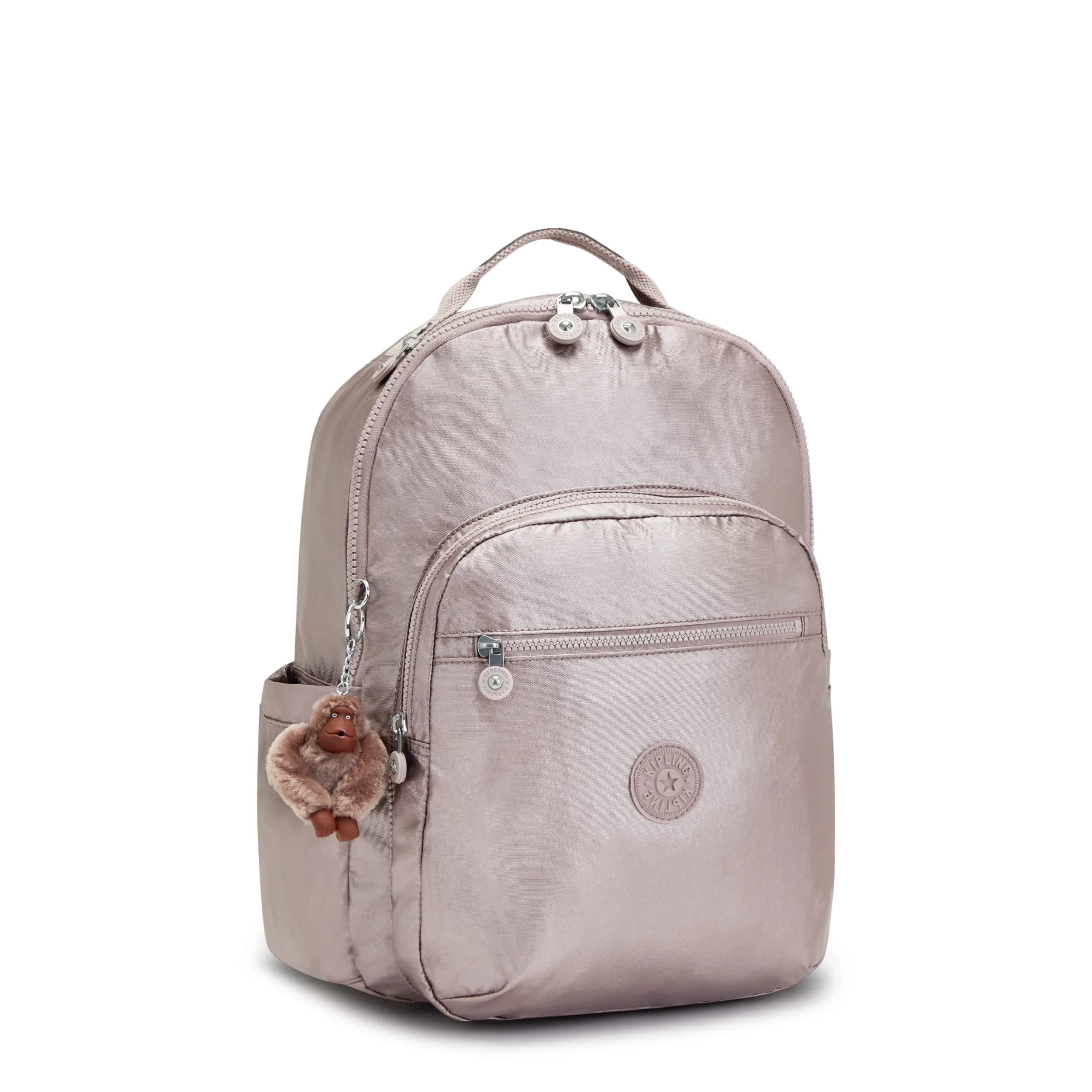 Kipling Seoul 15" Laptop Backpack, Hazelnut Metallic 32.4cm (12.75"L x 17.25"H x 8"D) | Water Resistant Nylon Daypack - view 4