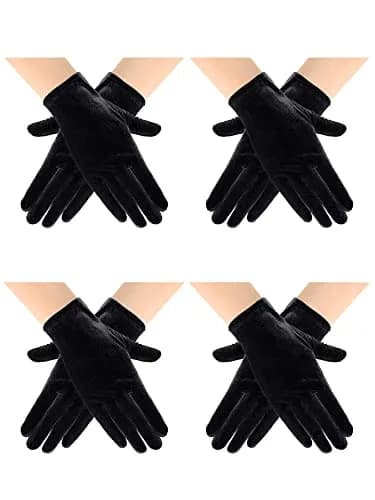 Geyoga Black Velvet Short Opera Gloves 22cm (8.7in) | 4 Pairs for Elegant Occasions thumbnail 1