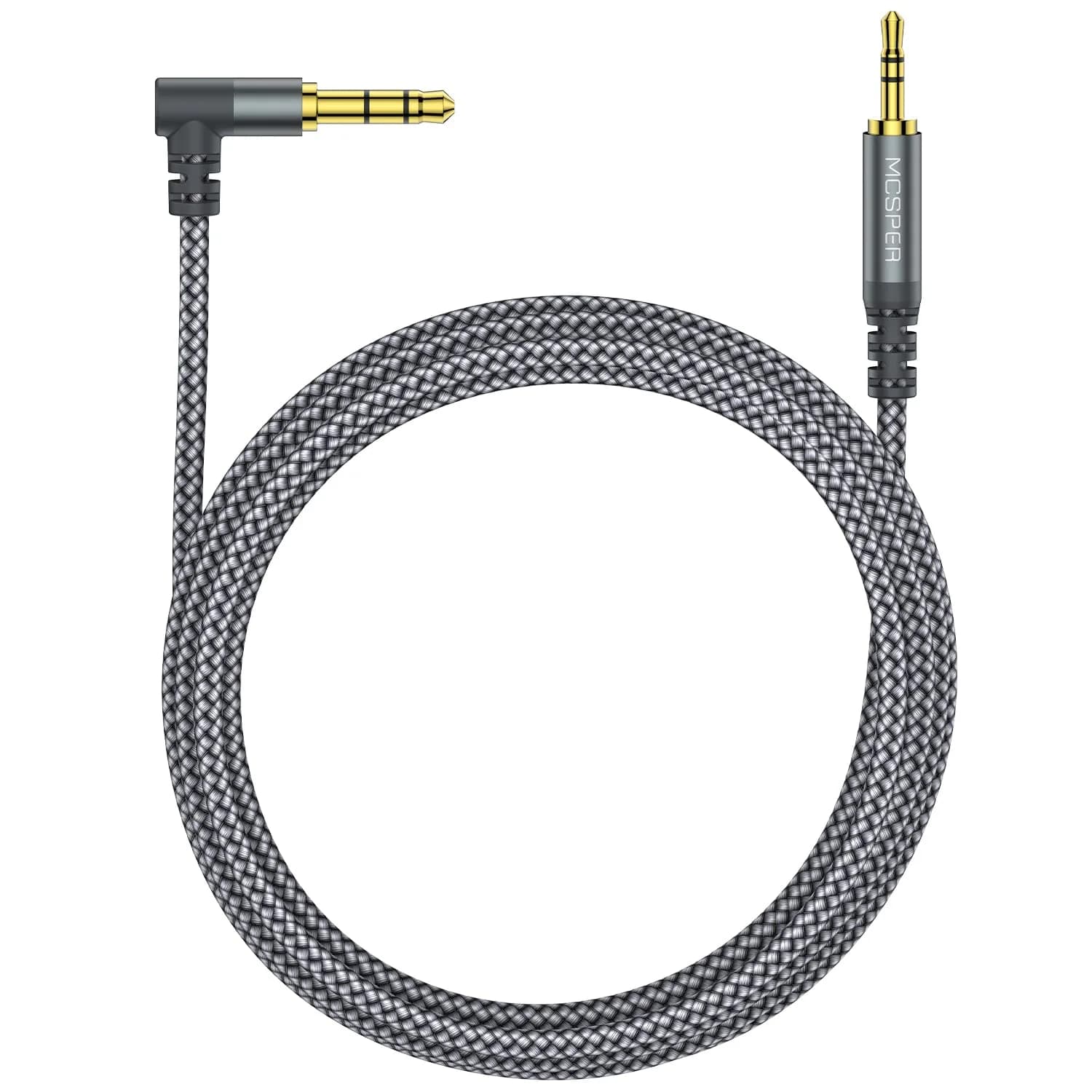 MCSPER 2-PACK 3.5mm to 2.5mm Aux Audio Cable 6.6FT | Gold-Plated, Tangle-Free, Compatible with Bose & JBL Headphones — Grey