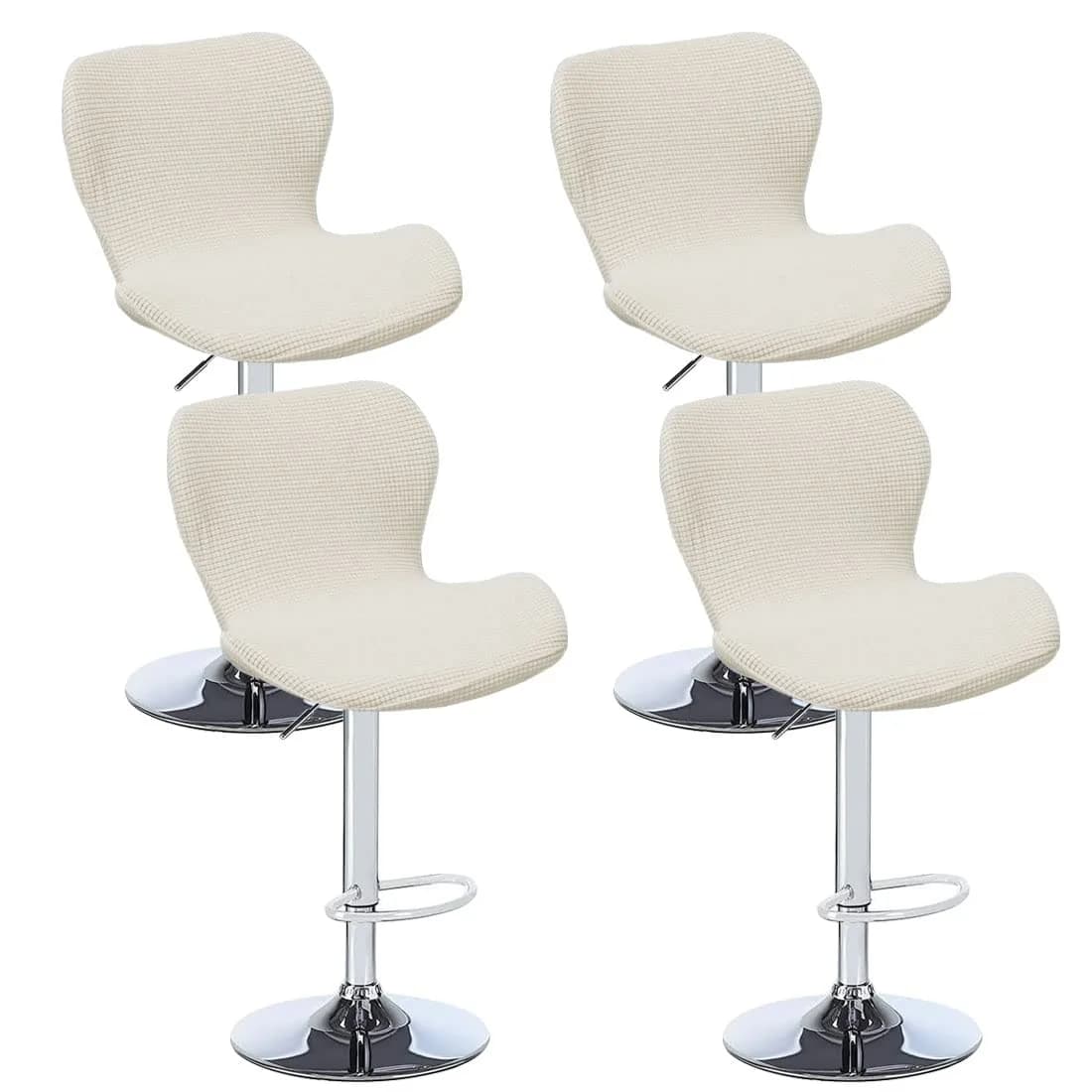 Daunkang Stretch Counter Height Stools Cover Set of 4 | Jacquard Swivel Chair Protector Off White — Off White