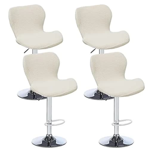 Daunkang Stretch Counter Height Stools Cover Set of 4 | Jacquard Swivel Chair Protector Off White thumbnail 1
