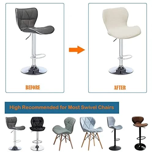 Daunkang Stretch Counter Height Stools Cover Set of 4 | Jacquard Swivel Chair Protector Off White thumbnail 3