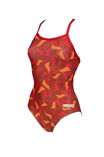 ARENA Women's Lightning Colors Light Drop Back One Piece, Red-Red Multi, 22 | Chlorine-Resistant, UPF 50+ Performance Swimsuit thumbnail 1