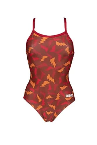 ARENA Women's Lightning Colors Light Drop Back One Piece, Red-Red Multi, 22 | Chlorine-Resistant, UPF 50+ Performance Swimsuit thumbnail 3