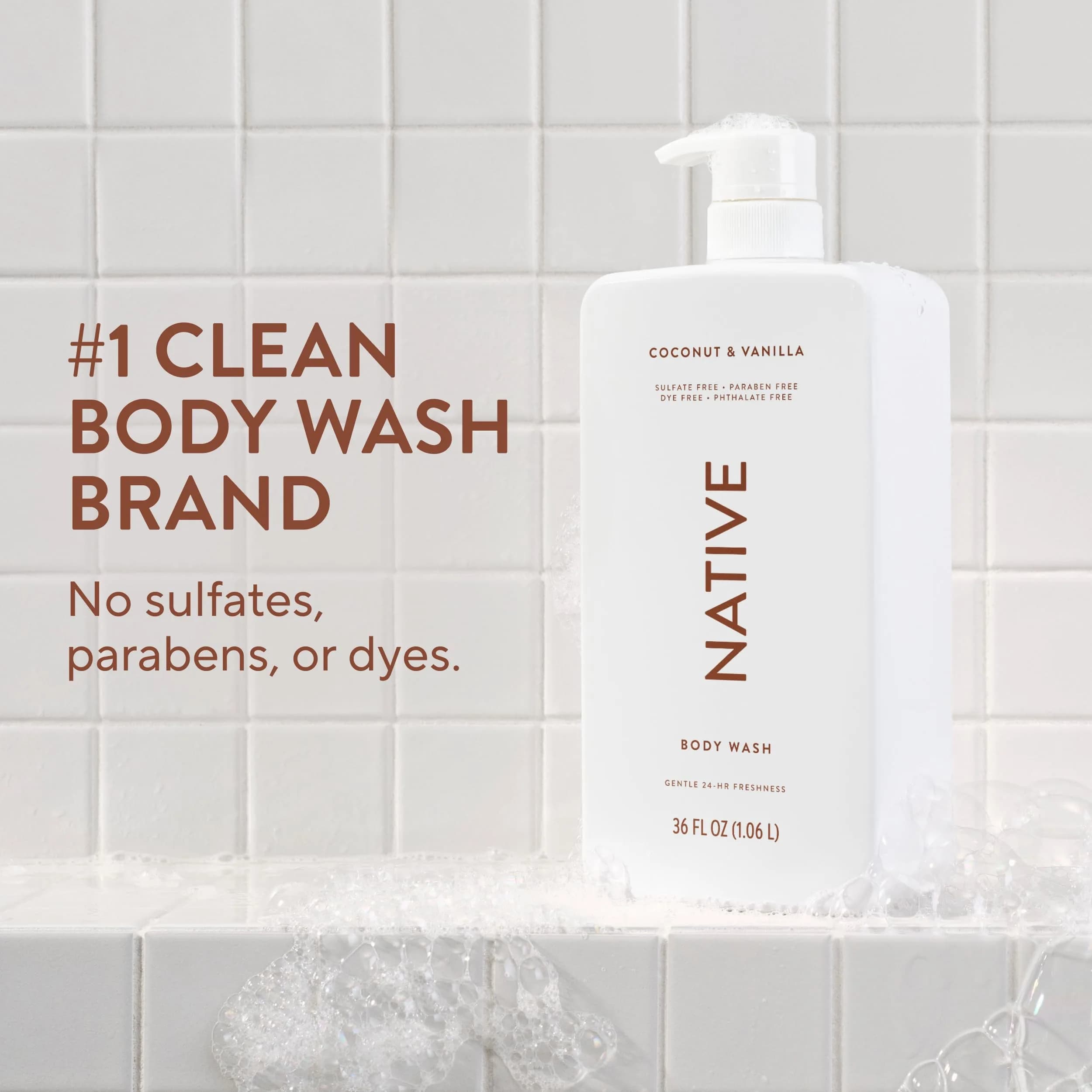 Native Coconut & Vanilla Body Wash for Women & Men, 36 Fl Oz | Sulfate-Free & Gentle - view 2