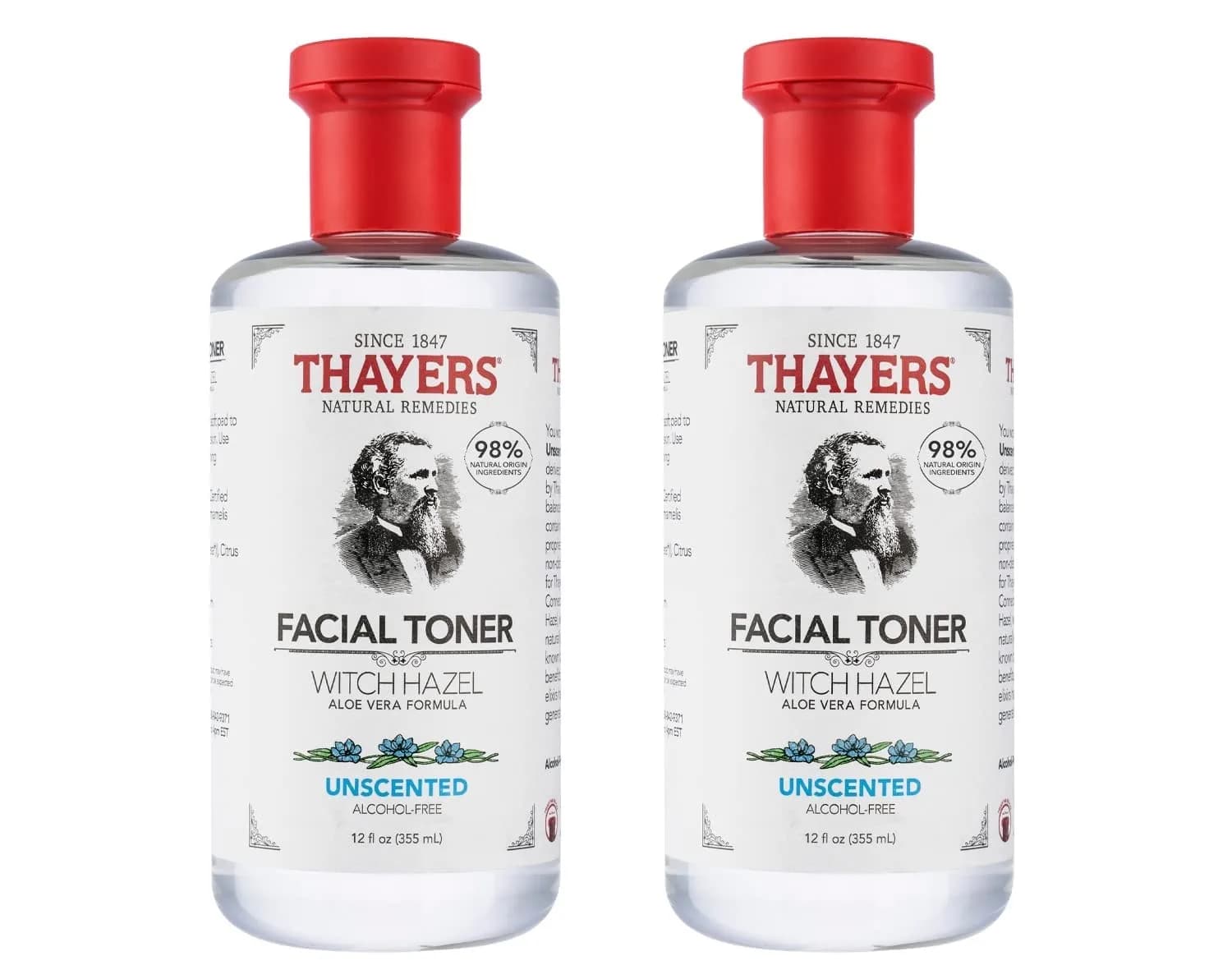 THAYERS Unscented Witch Hazel Facial Toner with Aloe Vera - 12 Oz (Pack of 2) - main product image