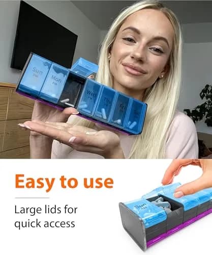 BEXEEN Extra Large Pill Organizer XXL Pill Box 7 Day | 14 Compartments (14 Count) thumbnail 6