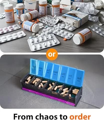BEXEEN Extra Large Pill Organizer XXL Pill Box 7 Day | 14 Compartments (14 Count) thumbnail 8